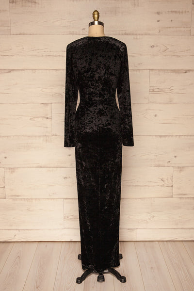 Korfantow Black Velvet Maxi Dress | La petite garçonne back view