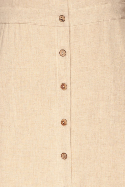 Korkula Beige Linen Buttoned Plus Size Dress | La petite garçonne fabric
