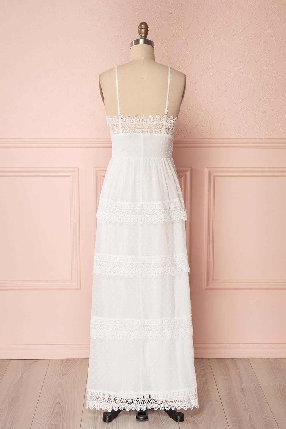 Edit website SEO Kornelia White Lace & Plumetis Layered Dress back view | Boudoir 1861