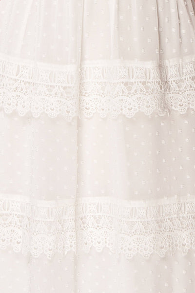 Edit website SEO Kornelia White Lace & Plumetis Layered Dress fabric detail | Boudoir 1861