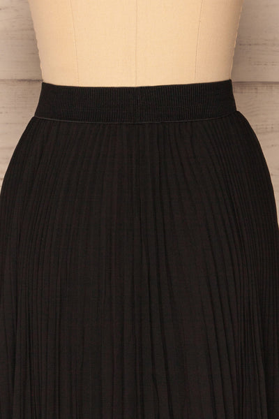 Kornik Coal Black Pleated Midi Skirt | BACK CLOSE UP  | La Petite Garçonne
