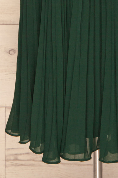 Kornik Pine Green Pleated Midi Skirt  | BOTTOM CLOSE UP | La Petite Garçonne