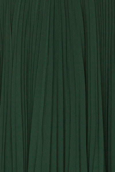 Kornik Pine Green Pleated Midi Skirt  | TEXTURE DETAIL | La Petite Garçonne
