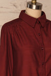 Koscian Red 3/4 Sleeve Button-Up Blouse | La petite garçonne side close up