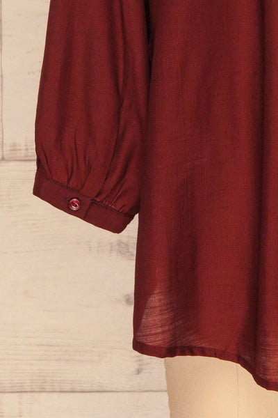 Koscian Red 3/4 Sleeve Button-Up Blouse | La petite garçonne  sleeve