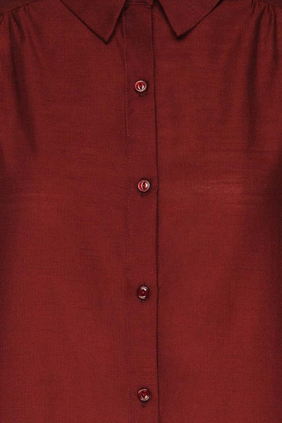 Koscian Red 3/4 Sleeve Button-Up Blouse | La petite garçonne  fabric