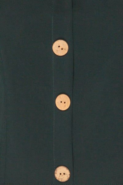 Kostrzyn Forest Green Button-Up Crop Top | La Petite Garçonne fabric detail
