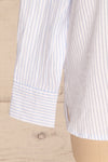 Kouvola Bleu Striped Shirt | Chemisier | La Petite Garçonne bottom close-up