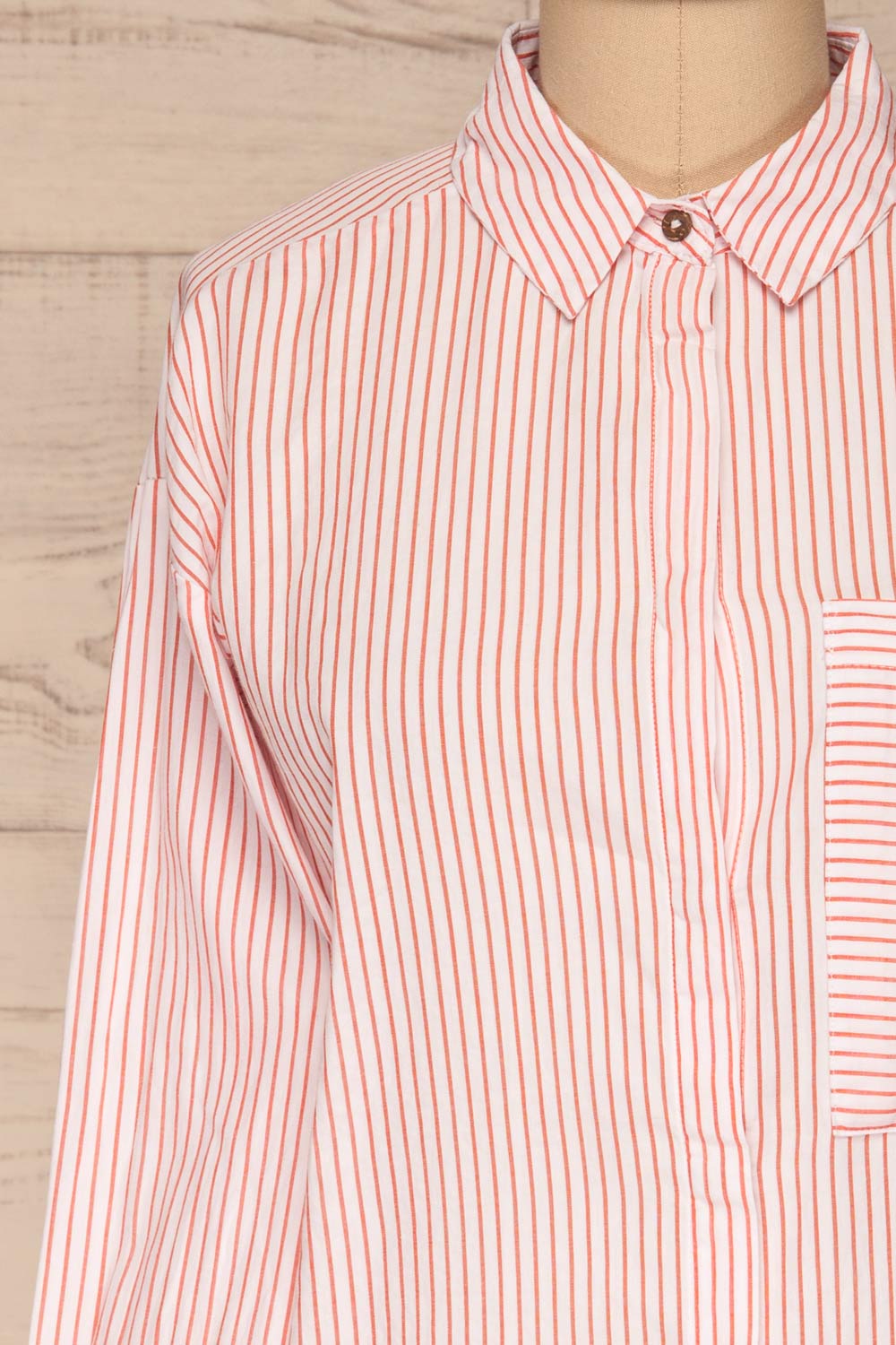 Kouvola Rouge Striped Shirt | Chemisier | La Petite Garçonne front close-up