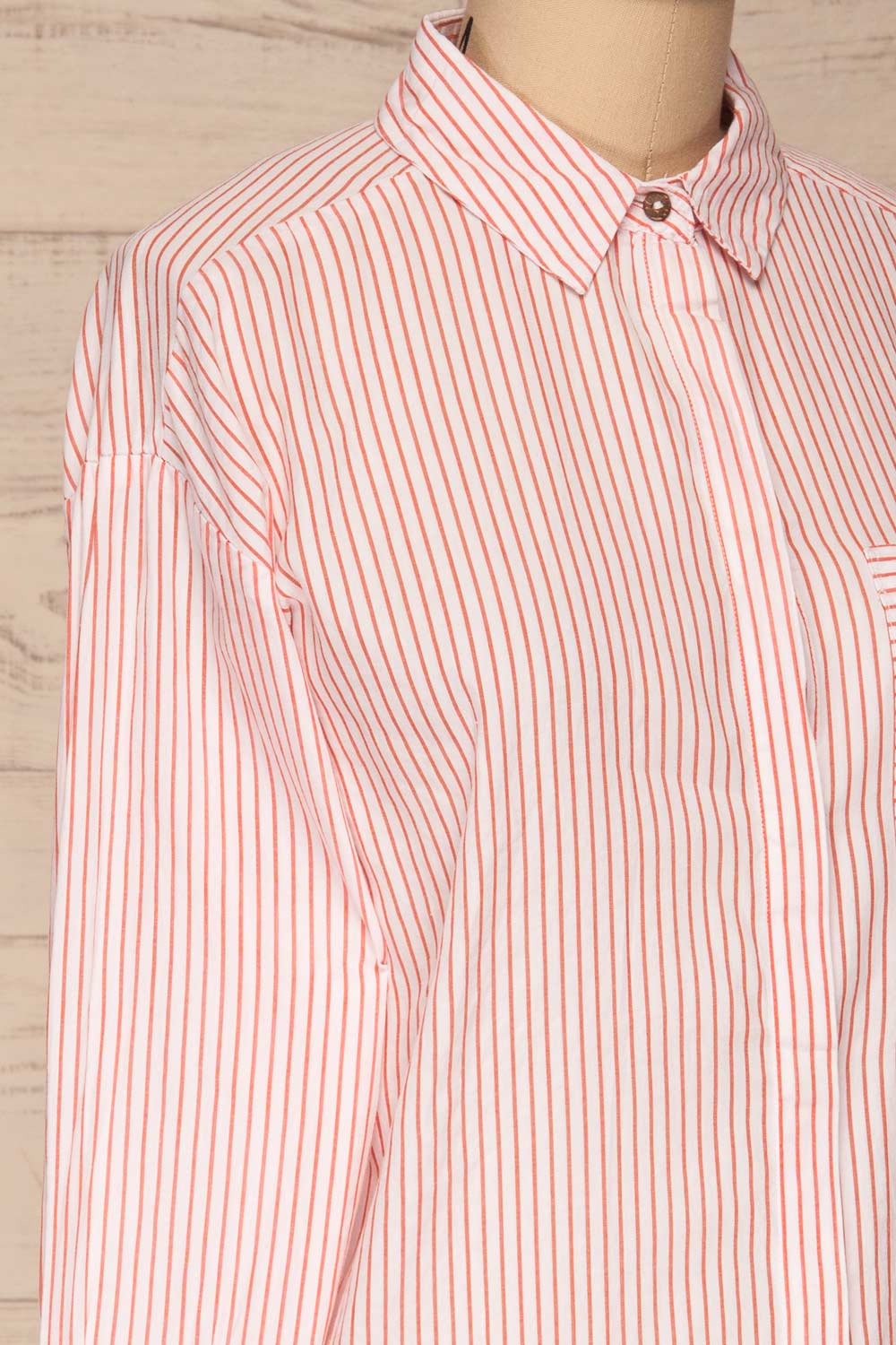Kouvola Rouge Striped Shirt | Chemisier | La Petite Garçonne side close-up