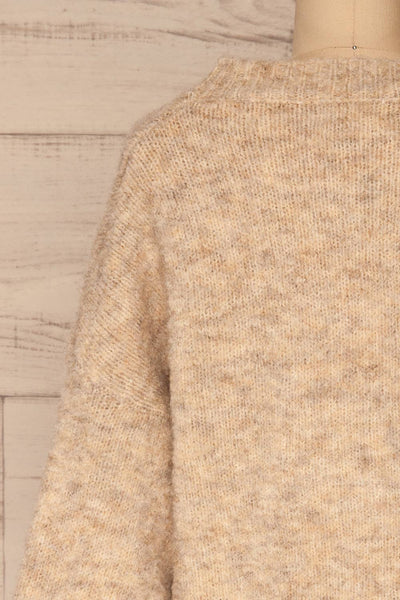 Kozle Beige Fuzzy Knitted Sweater | La petite garçonne back close-up