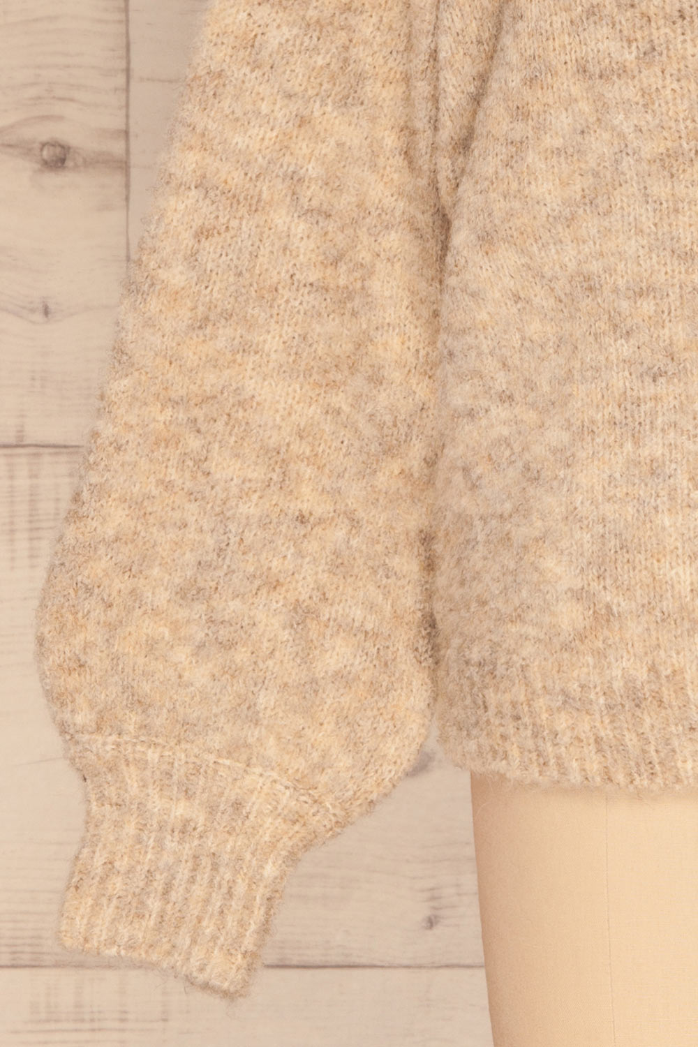 Kozle Beige Fuzzy Knitted Sweater | La petite garçonne  bottom 