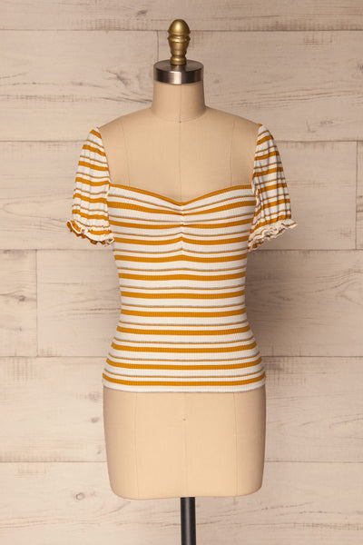Kratovo Yellow & White Ribbed Knit Crop Top | La Petite Garçonne