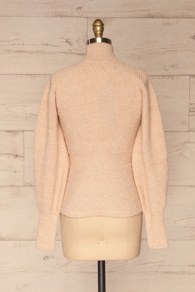 Krems Light Pink Puffy Sleeve Knit Sweater | La petite garçonne back view