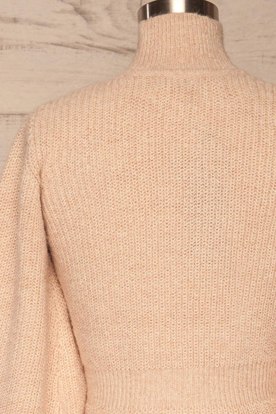 Krems Light Pink Puffy Sleeve Knit Sweater | La petite garçonne back close up