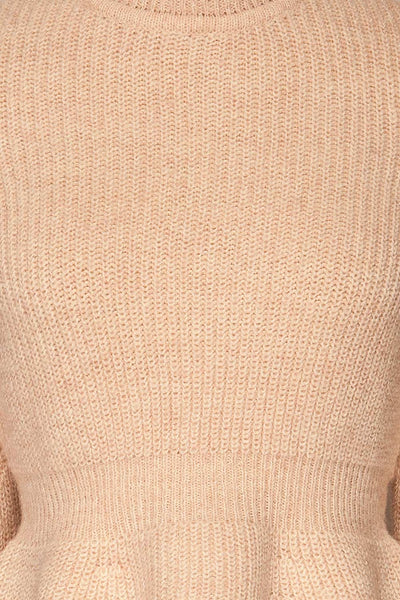 Krems Light Pink Puffy Sleeve Knit Sweater | La petite garçonne fabric