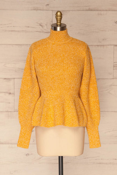 Krems Yellow Puffy Sleeve Knit Sweater | La petite garçonne front view