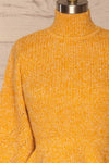 Krems Yellow Puffy Sleeve Knit Sweater | La petite garçonne frotn close up