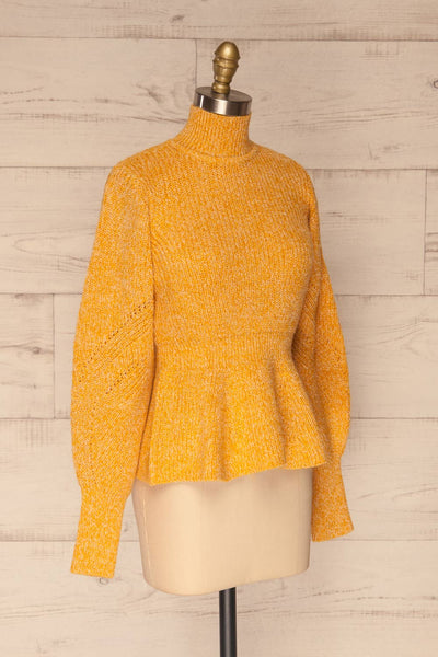 Krems Yellow Puffy Sleeve Knit Sweater | La petite garçonne side view