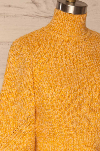 Krems Yellow Puffy Sleeve Knit Sweater | La petite garçonne side close up