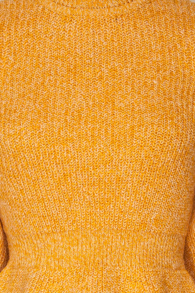 Krems Yellow Puffy Sleeve Knit Sweater | La petite garçonne fabric