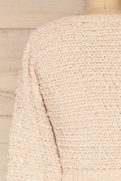 Krinidhes Ivory Chenille Cropped Sweater | La Petite Garçonne back close-up