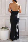Kristen Black Fitted Maxi Dress w/ Cowl Neck | Boutique 1861 back model