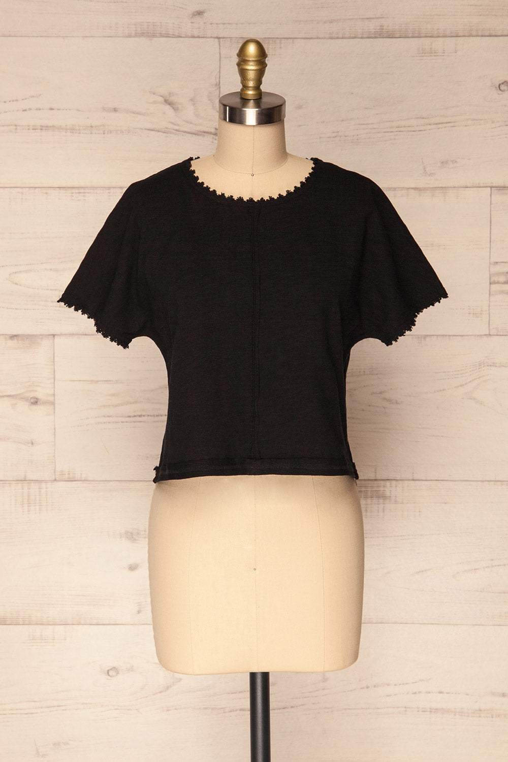 Kriston Loose Black Crop Top with Fringe | La Petite Garçonne 1