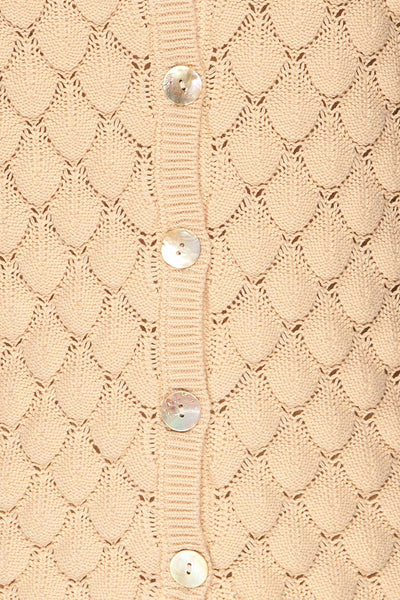 Krynica Sand Beige V-Neck Knit Top | La petite garçonne fabric