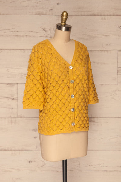 Krynica Sun Yellow V-Neck Knit Top | La petite garçonne side view
