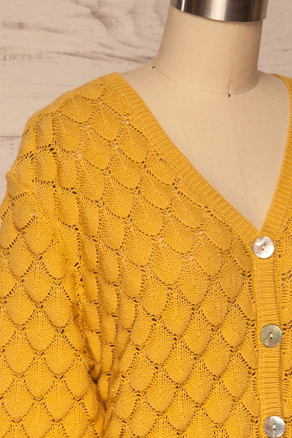  Krynica Sun Yellow V-Neck Knit Top | La petite garçonne side close up