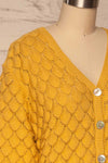 Krynica Sun Yellow V-Neck Knit Top | La petite garçonne side close up
