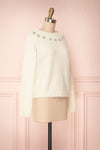 Krystiyan White Fluffy Knit Sweater with Crystals | Boutique 1861 side view