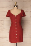 Ktea Clay Red Button-Up Fitted Summer Dress | La Petite Garçonne