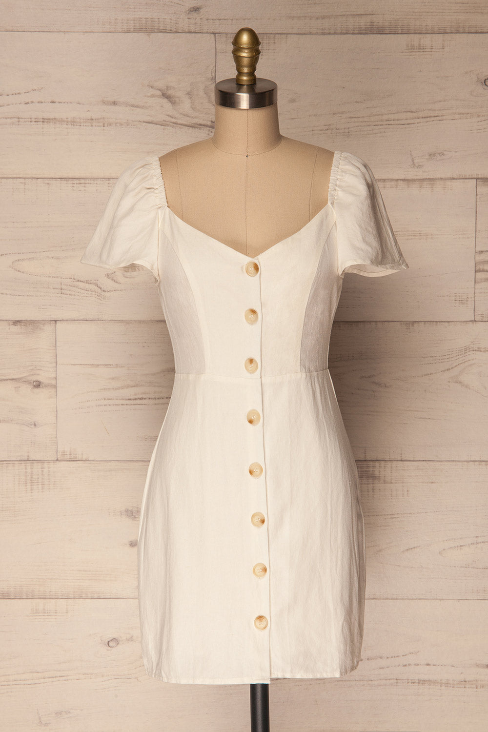 Ktea Cloud White Button-Up Fitted Summer Dress | La Petite Garçonne