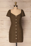 Ktea Moss Green Button-Up Fitted Summer Dress | La Petite Garçonne