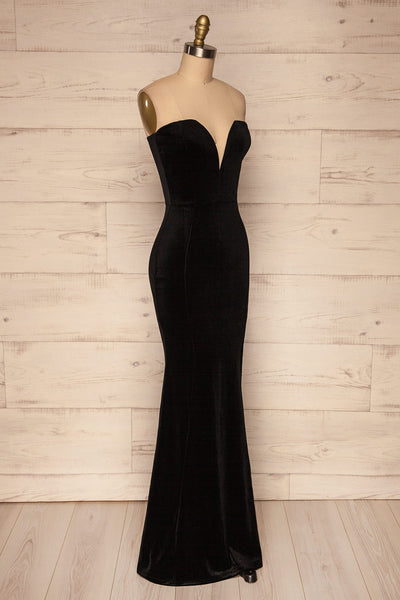 Kubra Black Velvet Maxi Dress | Robe | La Petite Garçonne side view