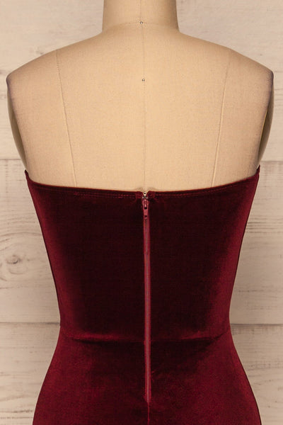 Kubra Burgundy Velvet Maxi Dress | Robe | La Petite Garçonne back close-up