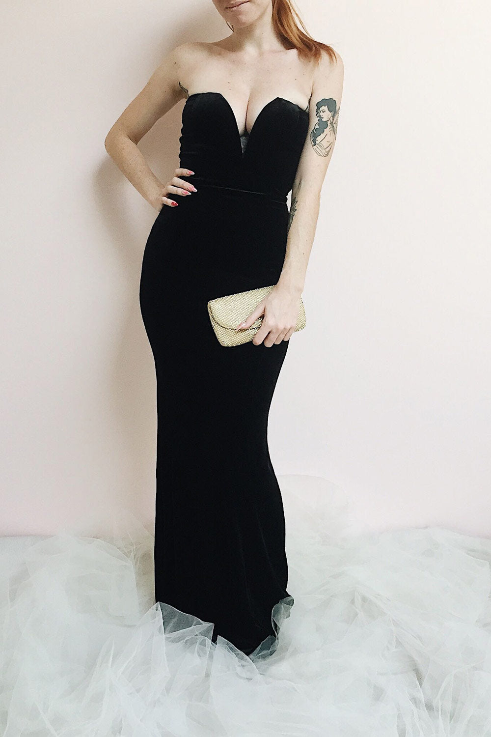 Kubra Black | Velvet Bustier Maxi Dress