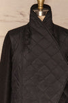 Kujawska Black Quilted Coat w/ Shawl Collar  | FRONT CLOSE UP | La Petite Garçonne