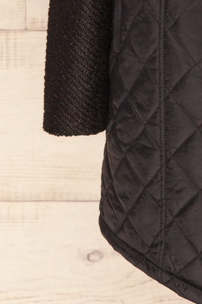 Kujawska Black Quilted Coat w/ Shawl Collar  | TEXTURE DETAIL | La Petite Garçonne