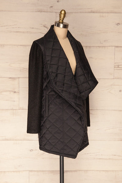 Kujawska Black Quilted Coat w/ Shawl Collar  | SIDE VIEW | La Petite Garçonne