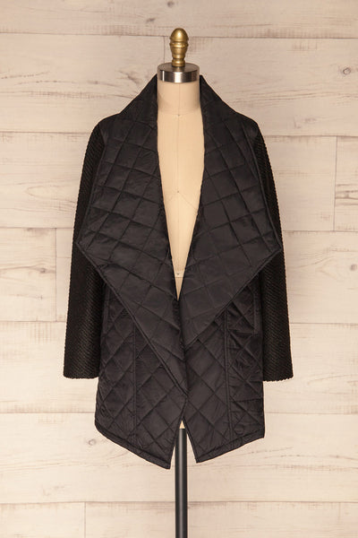 Kujawska Black Quilted Coat w/ Shawl Collar  | FRONT VIEW | La Petite Garçonne