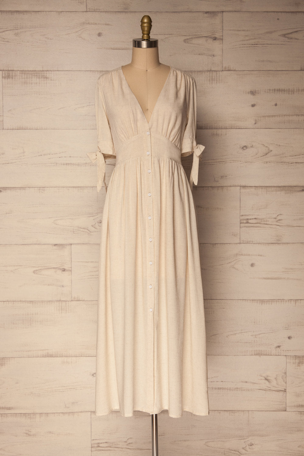 Kumaika Sand Beige Button-Up Maxi Dress | La Petite Garçonne