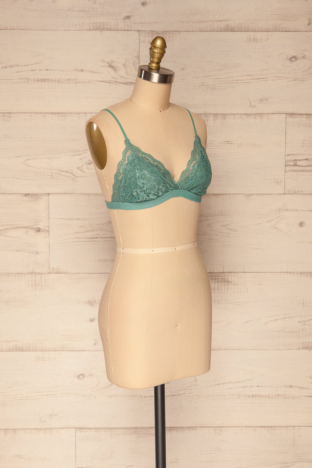 Kunow Teal Blue Lace Bralette | La petite garçonne side view 