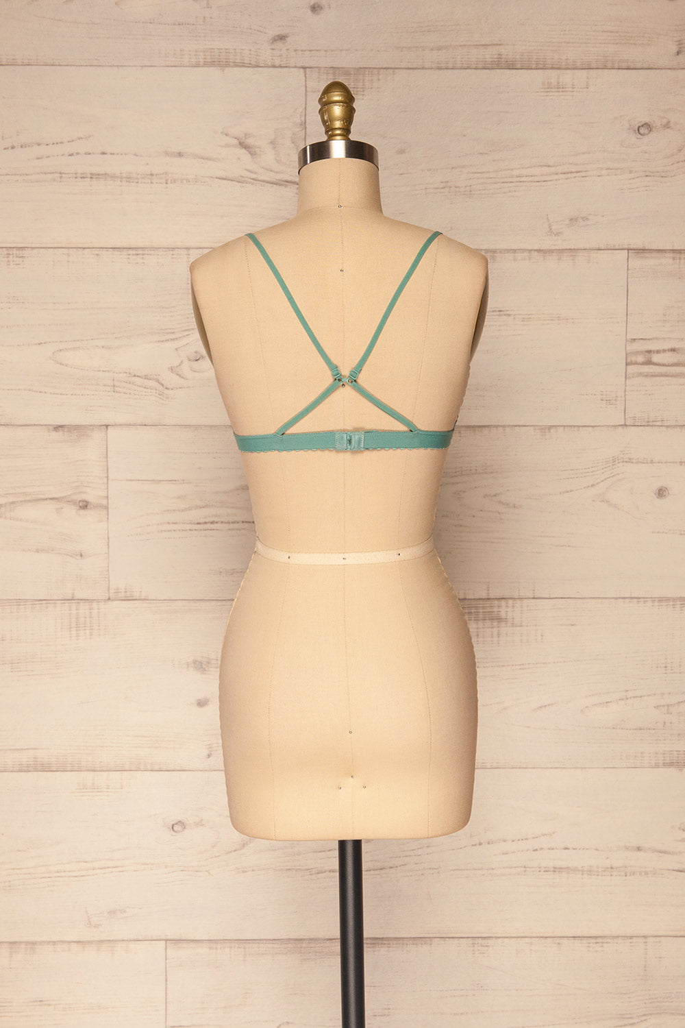 Kunow Teal Blue Lace Bralette | La petite garçonne back view cross