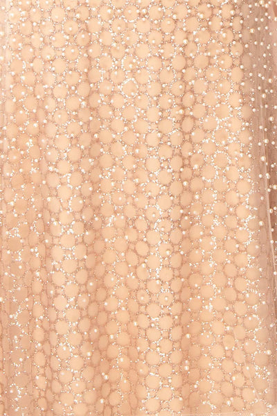 Laelia Long Sleeve Beaded High-Low Midi Dress | Boudoir 1861 texture close-up