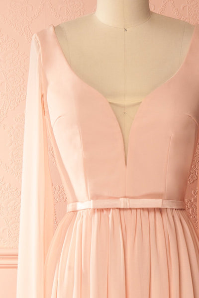 Lallie Pink Light Pink 70s Inspired Chiffon Gown | Boutique 1861