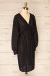 Lamia Black Long Sleeve V-Neck Midi Dress | La petite garçonne side view