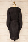 Lamia Black Long Sleeve V-Neck Midi Dress | La petite garçonne back view